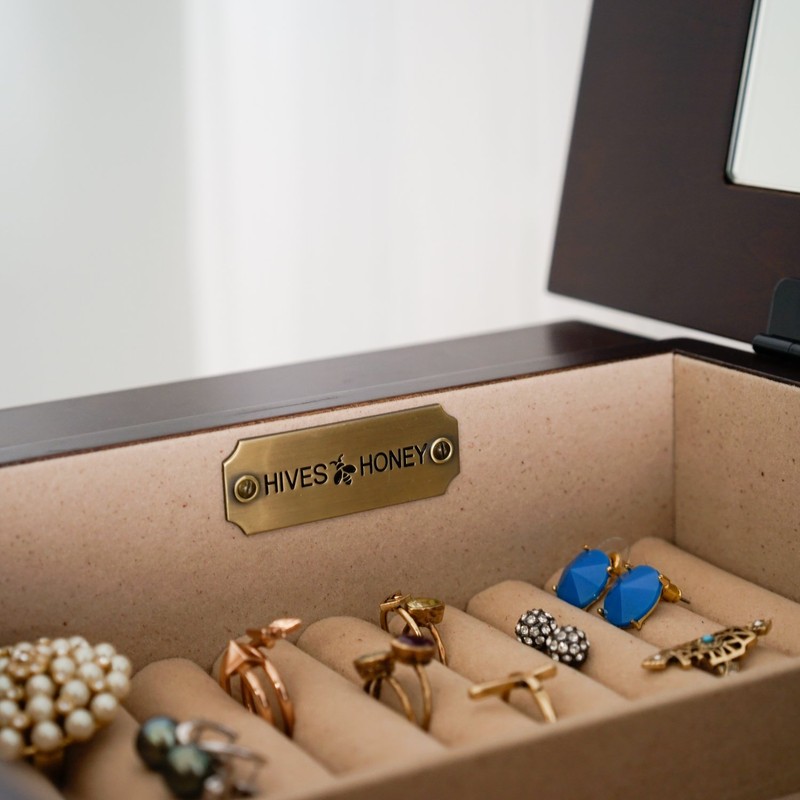 Hives and Honey Amber Jewelry Armoire, Walnut