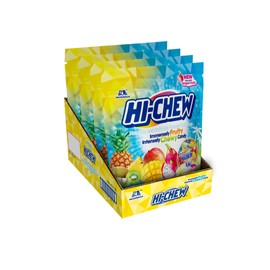 HI-CHEW Tropical Mix, 4 Stand Up Pouches, 12.7oz each | Kiwi Pineapple Mango Dragon Fruit | Unique Fun Soft & Chewy Taffy Candy | Immensely Juicy Fruit Flavors | Individually Wrapped for Sharing