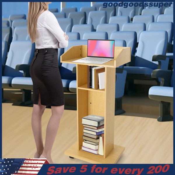 Unbranded Mobile 43.3" Height Rolling Podium Lectern Laptop Workstation W/