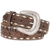 ARIAT Men's Tapered Ivory Buck Laced Floral Embossed Belt, Brown,