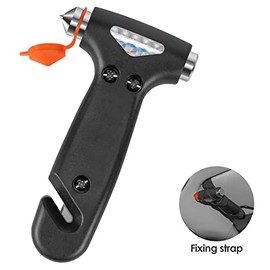 OUDEW Safety Hammer Cute, Multifunctional Car Escape Tool with Seat Belt Cutter & Window Breaker, Emergency Escape Hammer (Black)