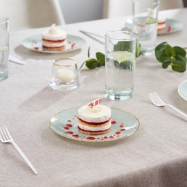 PLASTICPRO PLASTICPRO 30 Pack Disposable Plastic Plates Heavyweight Granite Look Elegant 7 inch Dinner Plates Green with Gold Rim