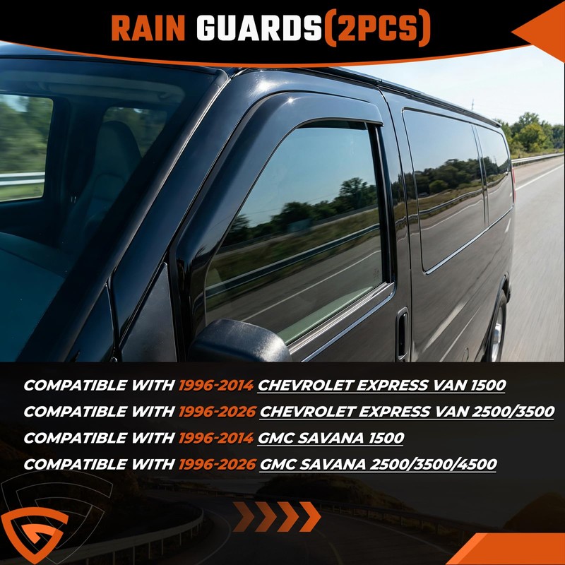 Rain Guards Fit for 1996-2026 Chevy Express Van 1500 &