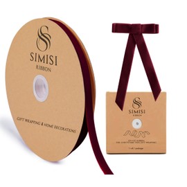 Burgundy Velvet Ribbon 3/8'' 25 Yards for Christmas Tree, Gift Wrapping, Flower Bouquet, Wreath Decorations, Bow Making