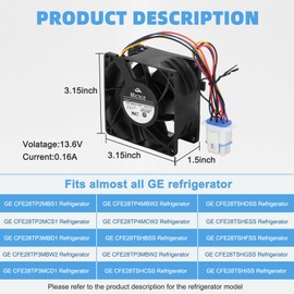 Micnce 2025 New Upgrades WR60X26866 Refrigerator Evaporator Fan Motor, Replace WR60X29099 WR60X10341 wr60x10356 wr60x10357.Compatible with GE CFE28TP2MBS1,GFE29HGDEWW etc.