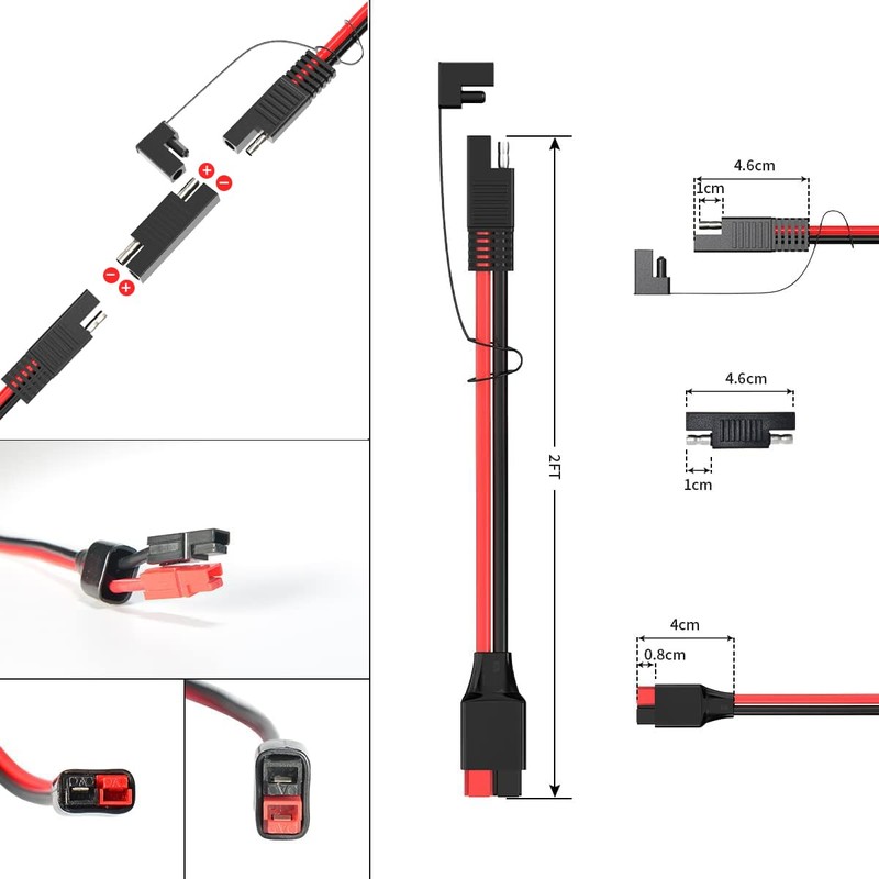 ELFCULB 12AWG Anderson Connector to SAE Extension Cable with SAE