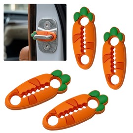 Car Door Latch Lock Covers, Cute Carrot Shape Silicone Shock Absorber Pad Car Door Lock Protective Cover with Non-Slip Teeth, Universal Noise Reduction Trim Latch Guard for Most Vehicles(4PCS)