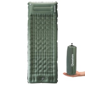 QUNATURE Sleeping Pad for Outdoor Camping Mattress Ultra-Light Inflatable Camping Bed with Built-in Pillow - Air Pad, Carry Bag - Compact & Lightweight Camping Gear Essentials
