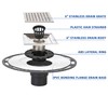 4-Inch Square Shower Drain with Bonding Flange - Durable Stainless