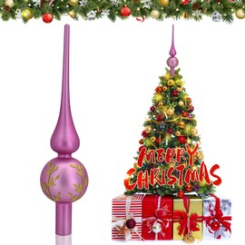 JOYUE Christmas Tree Topper Glass Matt Christmas Tree Topper Silver 26 cm Christmas Tree Decoration Tree Topper Purple Christmas Tree Topper, Christmas Tree Star Topper (Matte Purple)