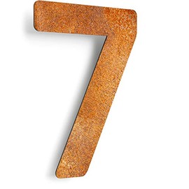 Vintage House Number 7 - Solid, Weatherproof & Durable - 14 cm Large - with Mounting Material - Retro Design House Number Sign N-01-7-R