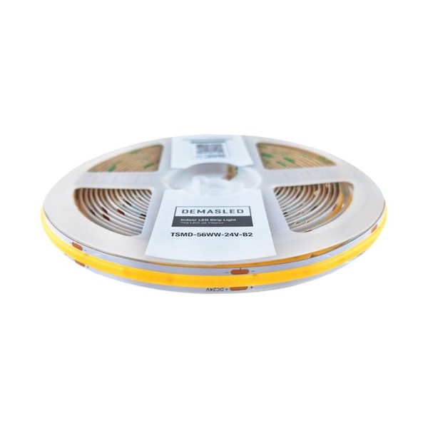 DEMASLED 24V COB LED Strip, Warm White, 1200lm/m, 8mm PCB,
