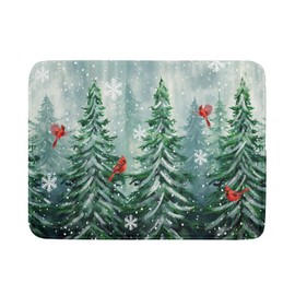 Winter Pines Tree Dish Drying Mats for Kitchen Counter, Christmas Tree Dish Mat Absorbent Reversible Microfiber Dish Drying Pad Winter Kitchen Drying Mat Dish Drainer Rack Mats for Coffee Bar 18"x24"