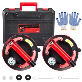 2 Pack Electric Glass Suction Cups 8" Auto Stop/Suction Vacuum Cups with Pressure Gauge for Glass Metal Ceramic Tile Smooth Board Marble Windshields