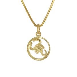 trendor 75990-11 Children's Zodiac Sign Scorpio 333 Gold + Gold-Plated Chain Zodiac Sign Loving Necklace for Girls and Boys Gift Idea, Gold, scorpio