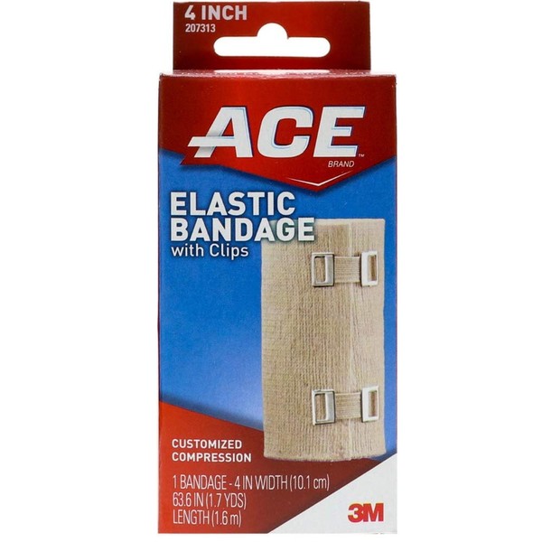 Ace Ace Elastic Bandage With Clips 4 Inch, 3 Count (Pack of 1)