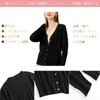 Blostirno Women's V-Neck Knit Cardigan, Cotton, Plain, Thick, Office, Loose,