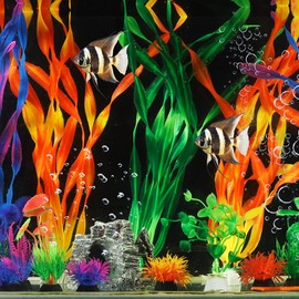 E-TING 23pcs Aquarium Decor Plastic Plants Artificial Fish Tank Plants Decorations Rock Cave Betta Fish Tank Accessories