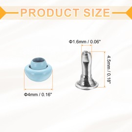 HARFINGTON 10Pcs Mini Rivet Studs 4mm Double Cap Leather Rivets Tubular Metal Studs for Clothes Sewing Purse Repair Bag Repair and Decoration, Light Blue