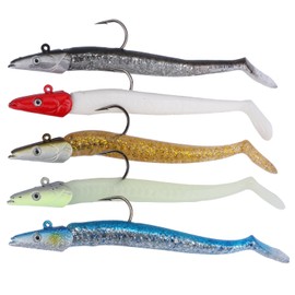 Goture Soft Fishing Lures Jig Heads Saltwater & Freshwater Minnow Fishing Lures T Tail with Jig Head Fishing Lures Swim Shad Bait for Bass Fishing