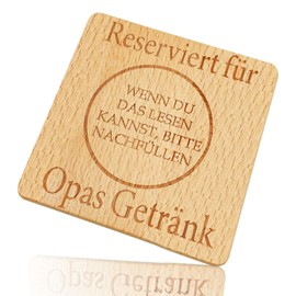 Suguru Wooden Coasters Reserved for Grandpa's Drinks, Non-Slip, Heat-Resistant, Washable Coasters, Funny Coasters for Drinks, Bar, Cups, Glasses, Gift for Mother's Day, Father's Day (Grandpa)