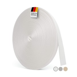BAUHELD® 50 m Roller Shutter Belt, 14 mm 23 mm [Made in Germany] - Suitable for Roller Shutters on Doors and Windows [High Tear Resistance and UV Stability] - Roller Shutter Belt Roll in Grey, White, Beige
