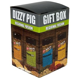 Dizzy Pig Regional Fusion Seasonings Gift Box | Fajita-ish Mexican Seasoning, Bayou-ish Louisiana-Style Blackening Seasoning, Mediterranean-ish Greek & Italian Seasoning & Bombay Curryish Indian Seasoning