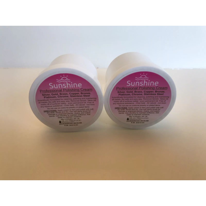 Sunshine 2- 4oz Sunshine Metal Polishing Cream! Removes Tarnish! Silver,