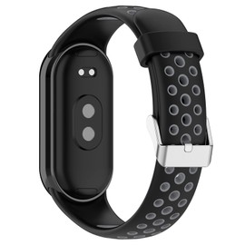 INF Bracelet Compatible with Xiaomi Mi Band 8 Fitness Bracelet, Watch Strap Silicone, Two-Tone Design, Breathable Replacement Strap, Watch Straps Gray + Black