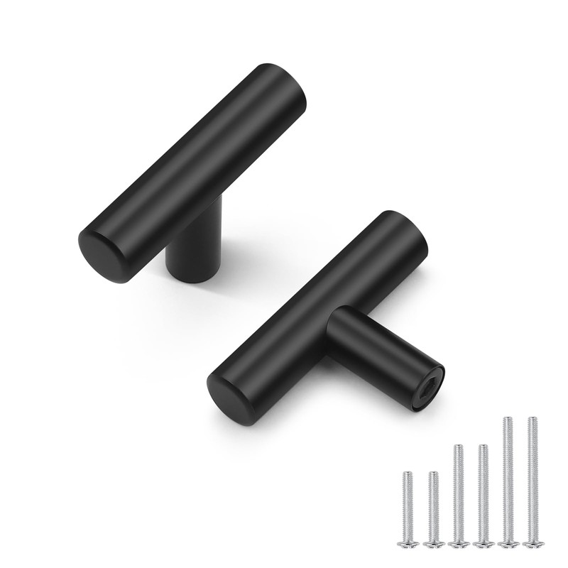 Probrico 10 Pack Length 2inch Matte Black Kitchen Cabinet Knobs,Stainless