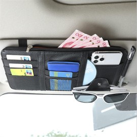 Kartisen Car Sun Visor Organizer-Auto Interior Accessories Pocket Organizer, Insurance and Registration Wallet Storage Pouch for Cars- Cards, Pens, Sunglasses and Document Holde (Black)