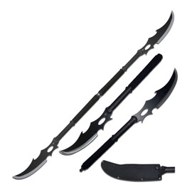 Fantasy Master – FMT-054BK - Dual Fantasy Naginata – 55.5-inches Overall, Black and Satin Finish Stainless Steel Blades, 550 Paracord Wrapped Nylon Fiber Handles – Fantasy, Collectibles, Black