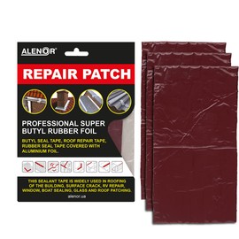 Alenor Burgundy Butyl All Weather Repair Patch 4"x6" Waterproof Sealing Patch Roof Leak Indoor Outdoor PVC Pipe Repair HVAC Vent Air Conditioner Window Seal Unit Rain Gutters Flashing Auto & Boats RV