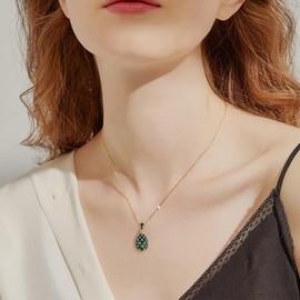 EGGLEGANT 2025 Enamel Necklace For Women Brass Egg Pendant Pendants Gift (Green)