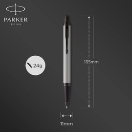 Parker IM Ballpoint Pen | Matte Grey with Black Trim | Medium Point with Blue Ink Refill | Gift Box