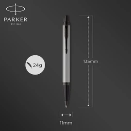 Parker IM Ballpoint Pen | Matte Grey with Black Trim | Medium Point with Blue Ink Refill | Gift Box