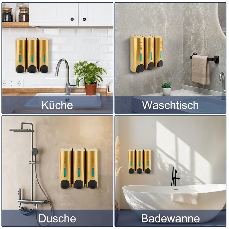 Soap Dispenser ABS 3 x 350 ml Manual 3 Chamber