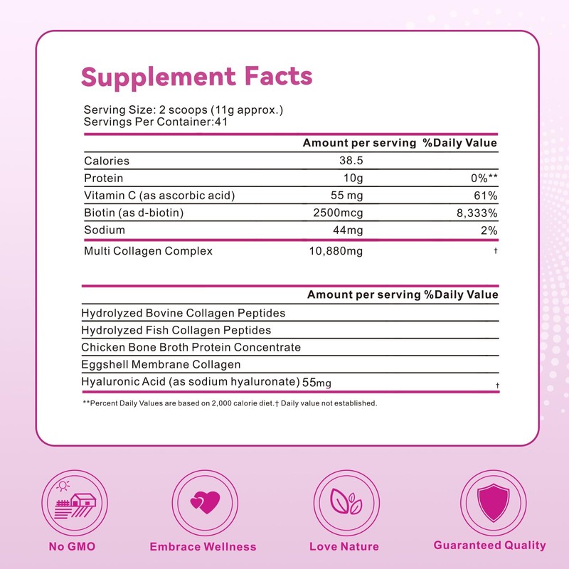 Mclovefy Multi Collagen Peptides Powder, 16 Oz (41 Servings) -