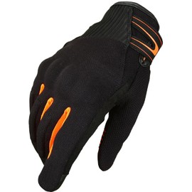 Kaedear KDR-RC-GL3 Men's Motorcycle Gloves, Spring/Summer/Fall, Mesh Protector, Smartphone Touch-Compatible Fingertips, Unique Stitching Technology, Non-Slip, Breathable (Orange, XL)