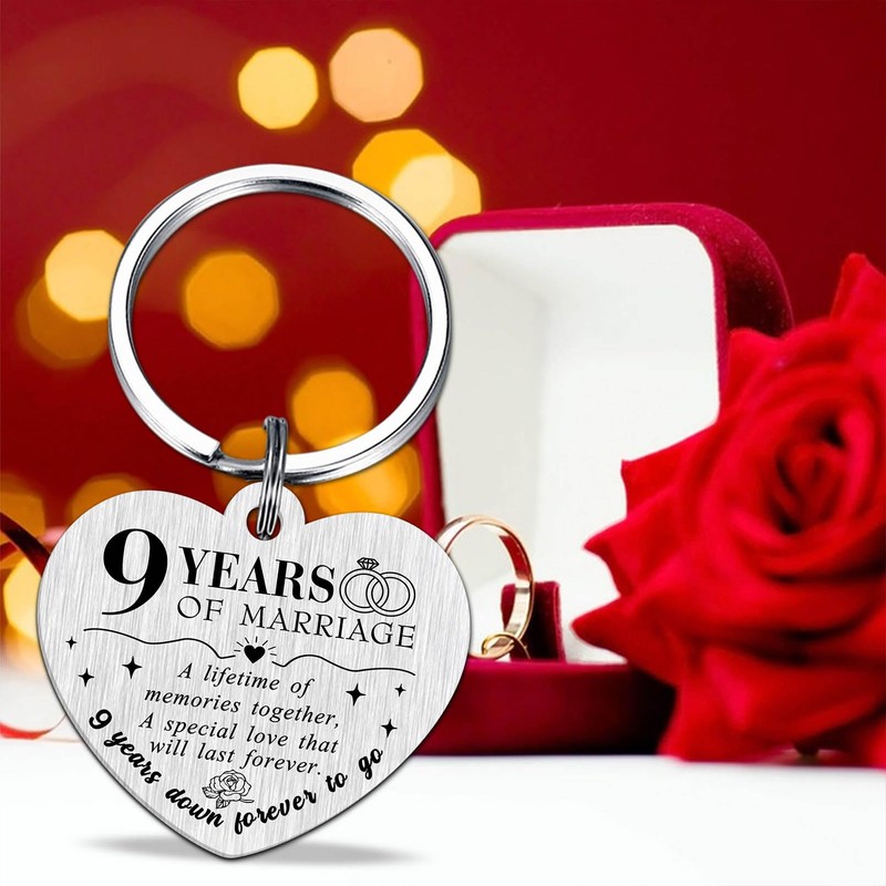 Tangvo 9 Years Anniversary Keychain - Happy 9th Wedding Anniversary
