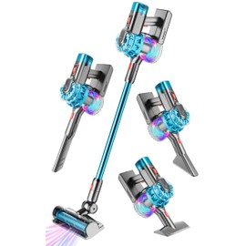 BLAXTEM 4-in-1 Kids Toy Vacuum That Really Works, Toddler Pretend Play Cleaning Set with Real Suction, Toys Working Cleaner Birthday Idea for 3 4 5 6 7+ Year Girl Boy (Blue)