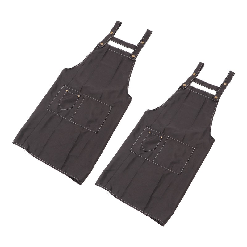 2 Pcs Black Cotton Apron Kitchen Breathable Oil Resistant Apron