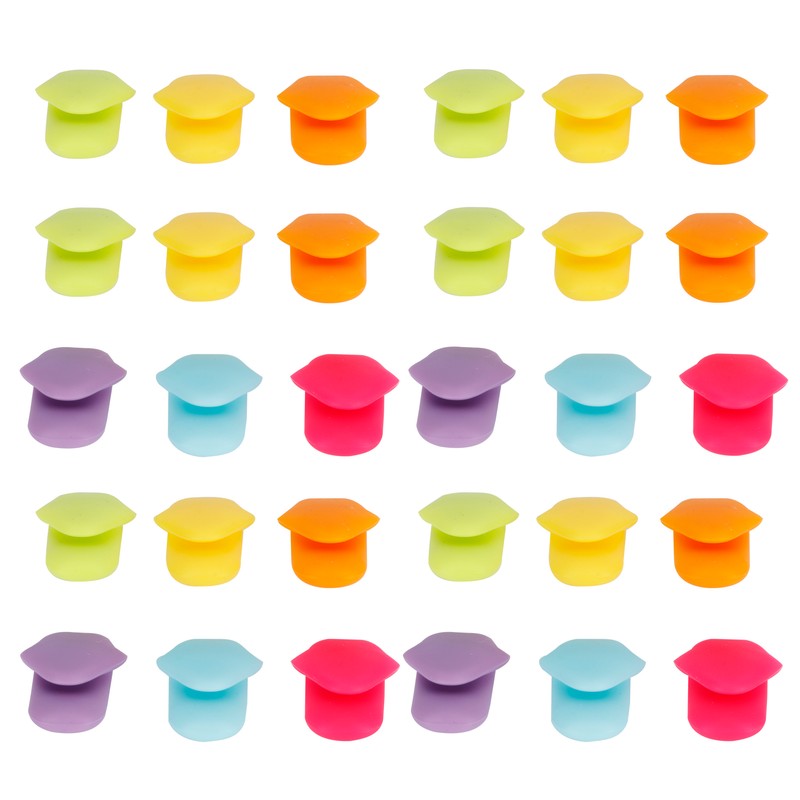 5Set Drink Markers Innovative Tongue Shape Silicone Wine Glass Cup