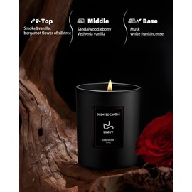 Premium Smoke & Vanilla Candles,Black Scented Candles for Men,Aromatherapy for Relaxation,Gifts for Men,Long Lasting with 50 Hour Burn Time,Made with Soy,8oz