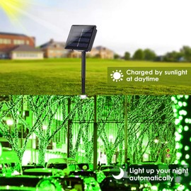 Solar String Lights Outdoor, 2-Pack 80FT 200 LED Solar Christmas Twinkle Lights Outside Waterproof Copper Wire 8 Modes Solar Fairy Lights for Garden Tree Christmas Party Birthday Decoration (Green)