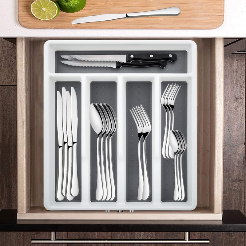 HaWare 49-Piece Silverware Set with Flatware Drawer Organizer, Stainless Steel