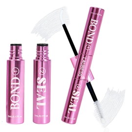 Lash Glue LAUBESS Waterproof 2-IN-1 Lash Bond and Seal Eyelash Glue Long Lasting 72H DIY Lash Extension Glue Home Use Latex-Free (Clear 5ml+5ml)