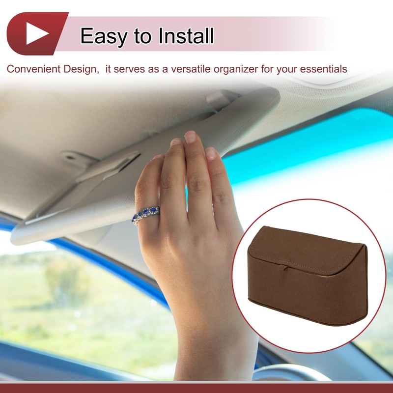 X AUTOHAUX Car Sunglasses Case with Magnetic Universal Sun Visor