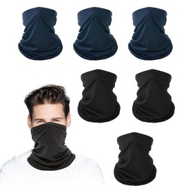 FIBOUND Pack of 6 Tube Scarf, Sports Neckerchief, Multifunctional Scarf, Seamless Bandanas, Neck Warmer, Windproof Ski Mask, Tube Scarf, Warmer for Outdoor Skiing, Motorcycle, Running, Cycling, Black,