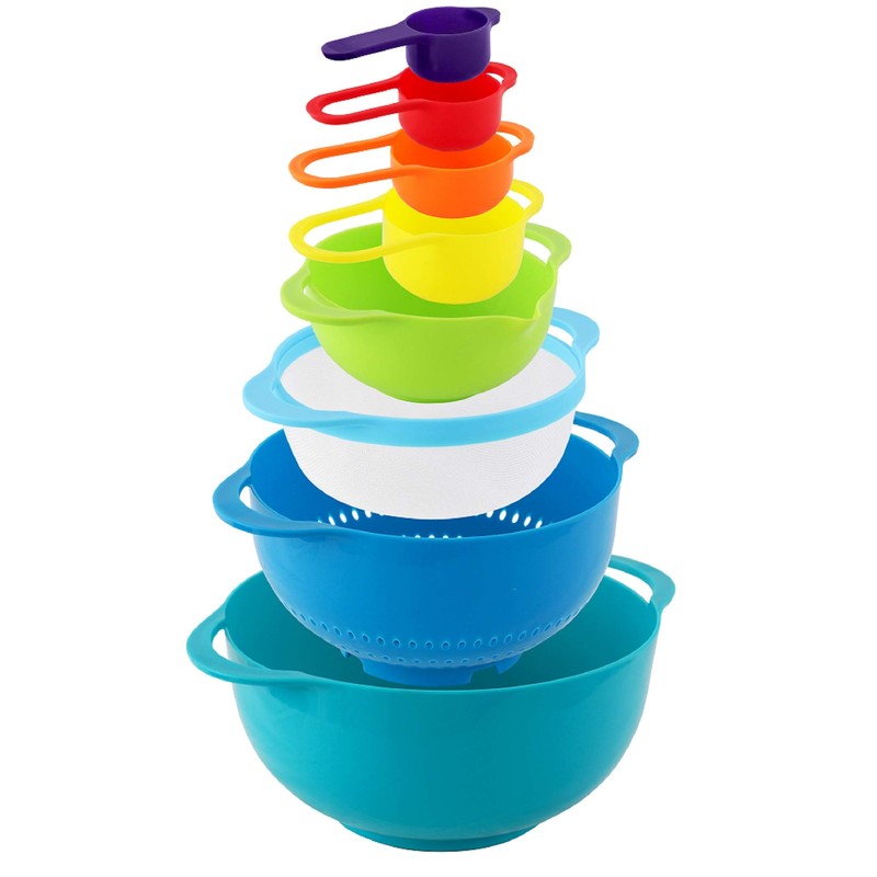 MegaChef's Multipurpose Stackable Mixing Bowl and Measuring Cup Set